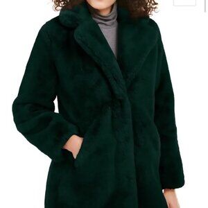 Apparis Stella coat in emerald green Rich thick faux fur